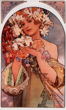 Fleur 1897 litho Art Nouveau tchèque Alphonse Mucha Peinture à l'huile